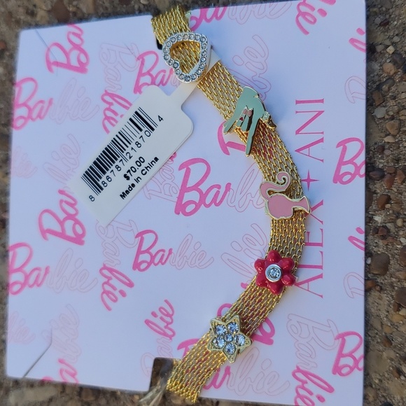 Barbie x Alex & Ani Multicharm Gold Mesh Bracelet New - Picture 1 of 4